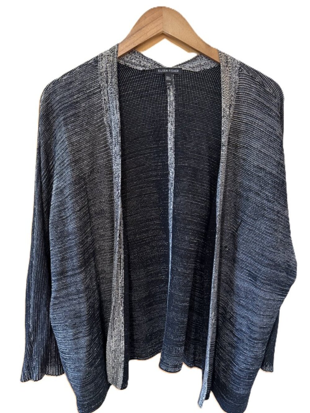 NWOT Eileen Fisher Silk/Organic Cotton Striated Texture Cardigan, Size Large